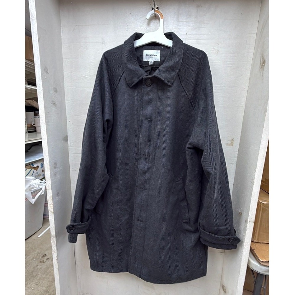 #76 Goodfellow & Co Mens Black Herringbone Car Coat Jacket Size L